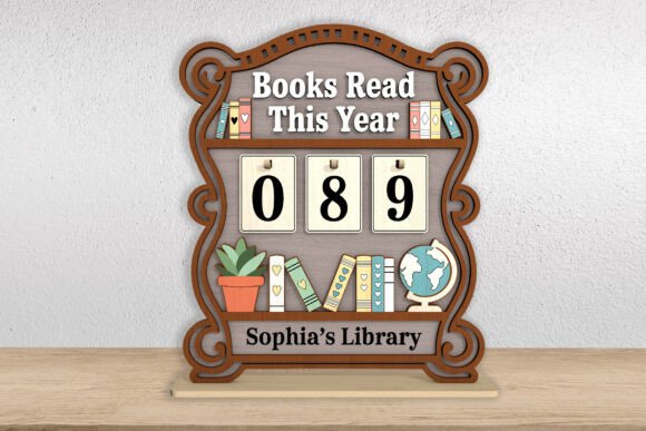 Books Read This Year Tracker SVG for Laser Cutting Signs