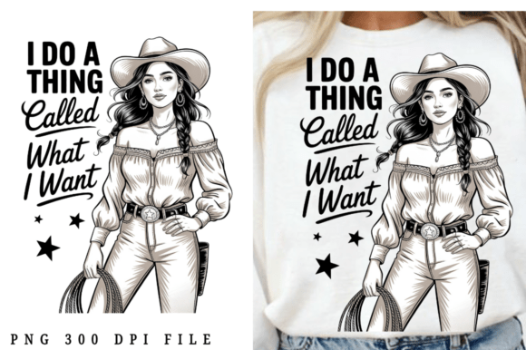 Cowgirl Western Vintage PNG: Graphics & Illustrations