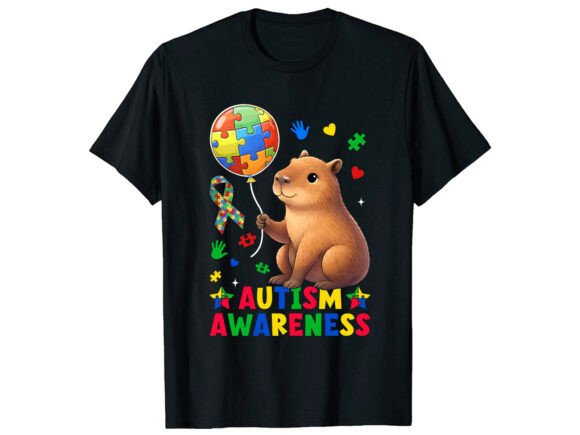 Cute Capybara Autism Graphics & T-Shirt Designs