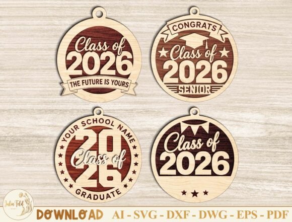 Graduation Ornaments SVG Bundle for Laser Cutting