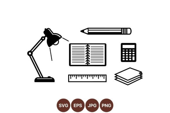 Office Desk Tools Icon Pack: Graphics & Illustrations