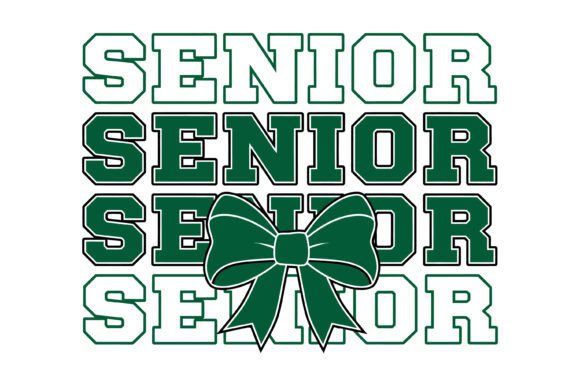 Senior Green Bow Graduation Graphics for T-Shirt Designs