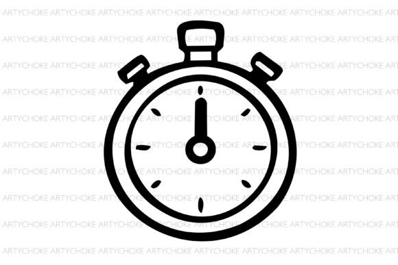 Sports Stopwatch Doodle Clipart: Graphics & Icons