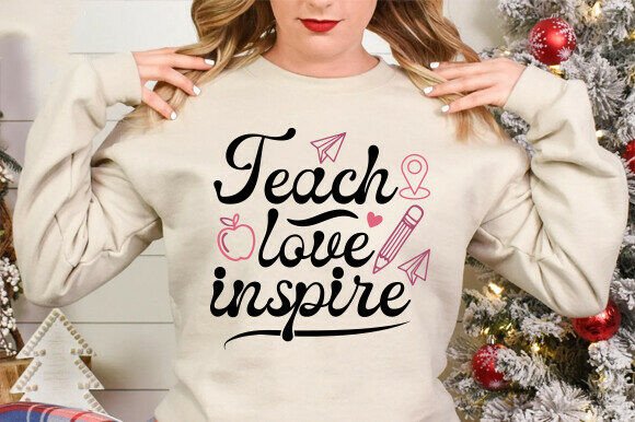 Teach Love Inspire PNG: Retro Floral Graphics for T-Shirt Designs